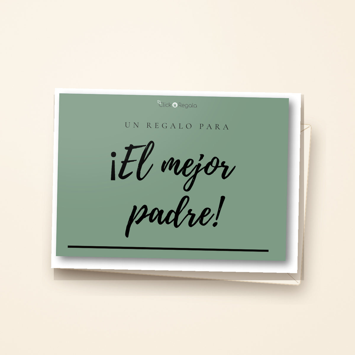 Tarjeta EL MEJOR PADRE presentada con sobre sobre fondo crema