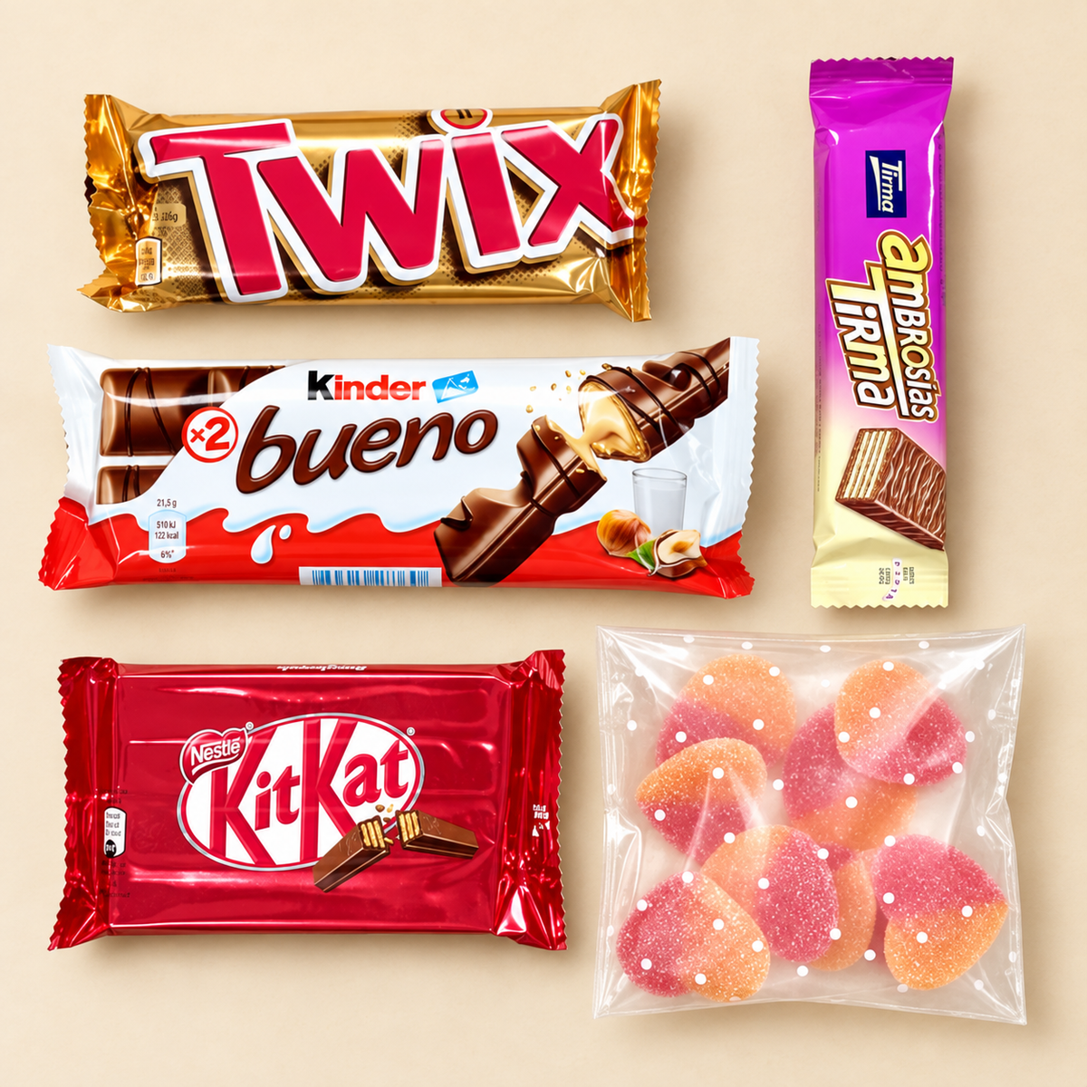 Extra Dulce y Choc de Click Regala con Twix, Kinder Bueno, KitKat, Ambrosía Tirma y gominolas