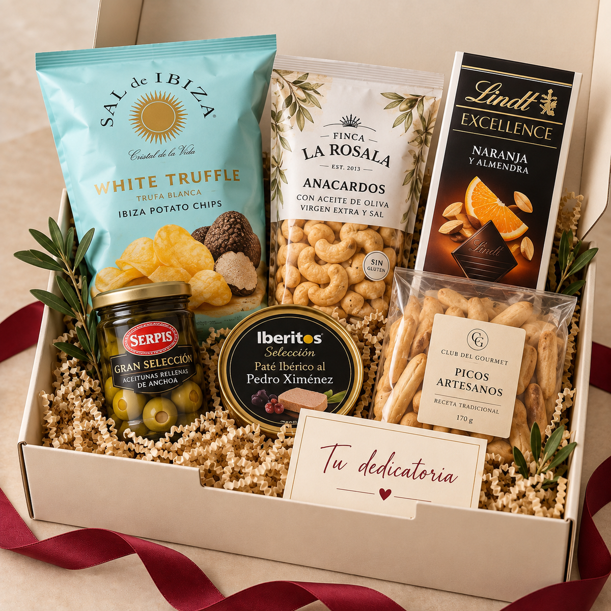 Caja Gourmet Mediterránea Click Regala con selección de aperitivos premium y dedicatoria