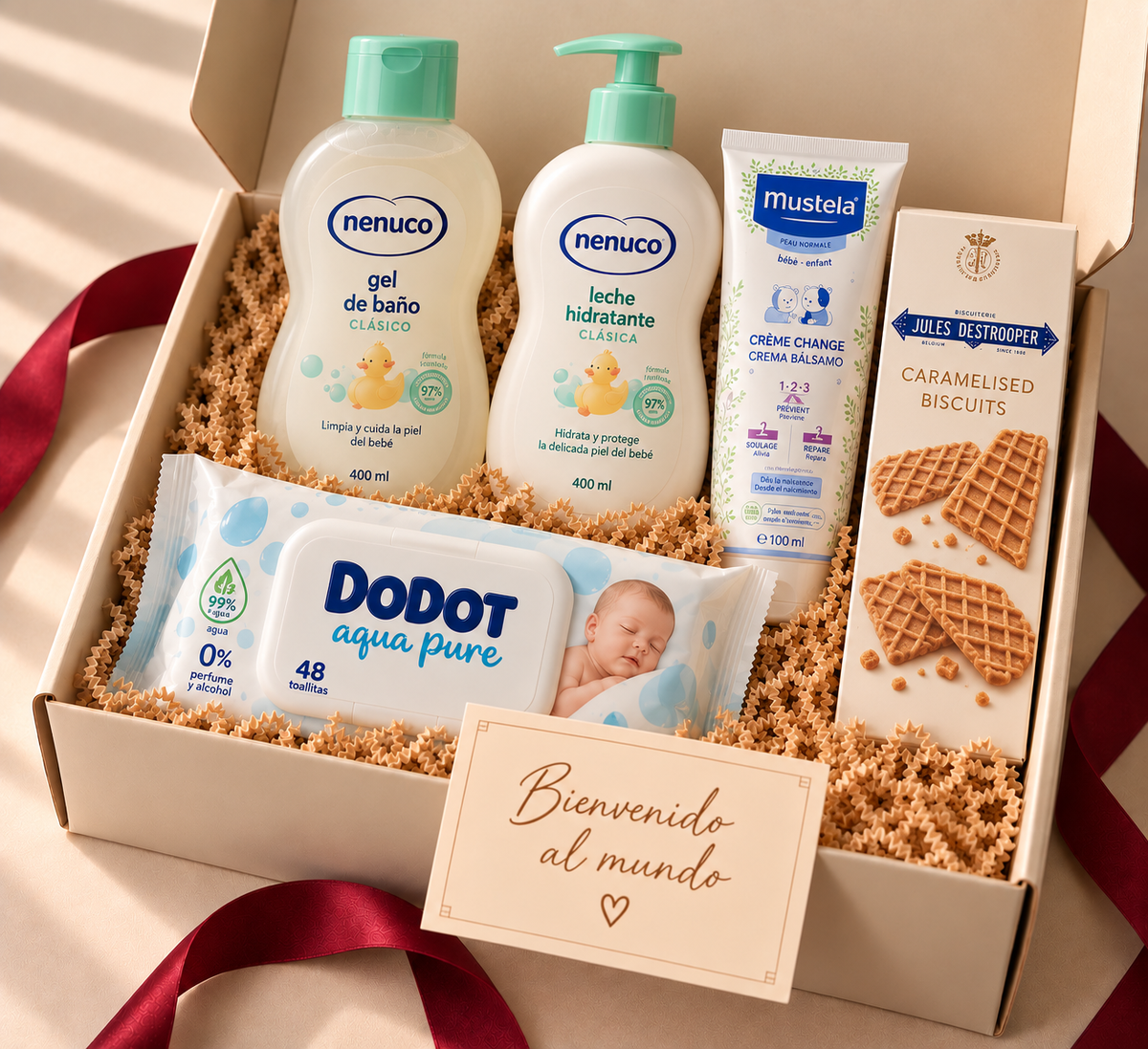 Caja regalo Hola Bebé de Click Regala con Nenuco, Mustela, Dodot Aqua Pure y Jules Destrooper