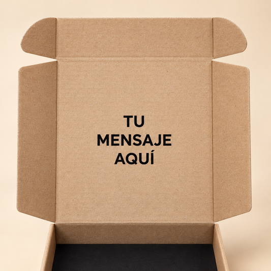 Interior de tapa de caja regalo personalizado con un mensaje