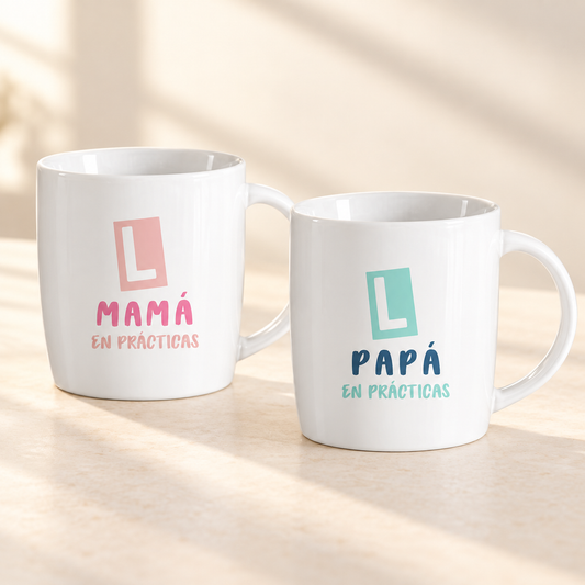 Tazas Mamá y Papá en prácticas